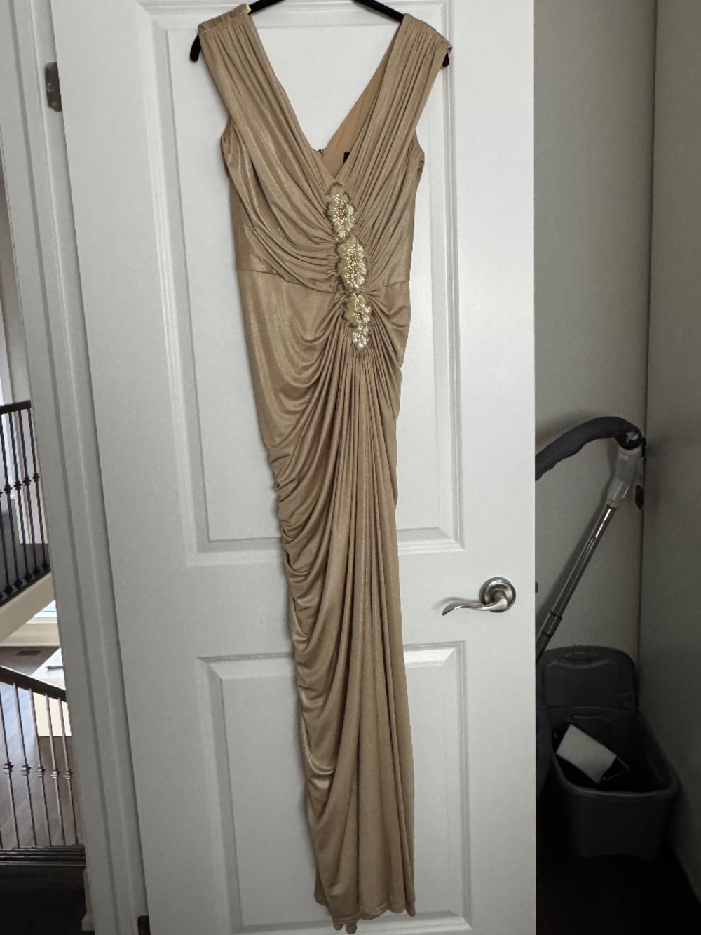 Gold, Rouched gown with beading